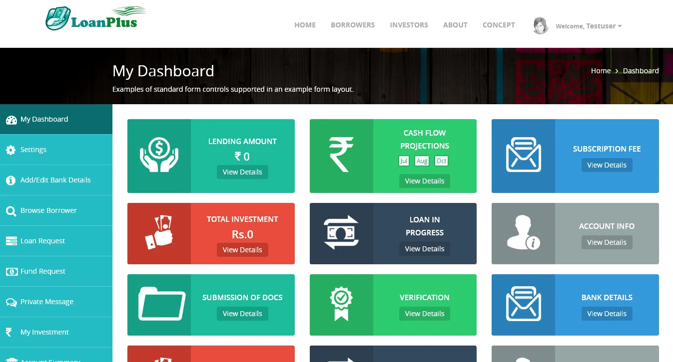 Lender Borrower Management Website