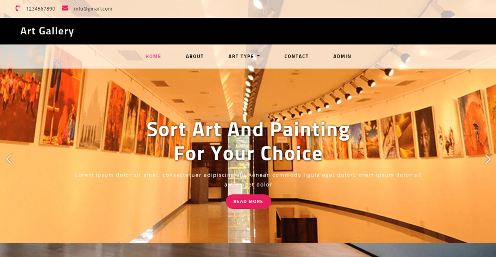 Art Gallery Management Website