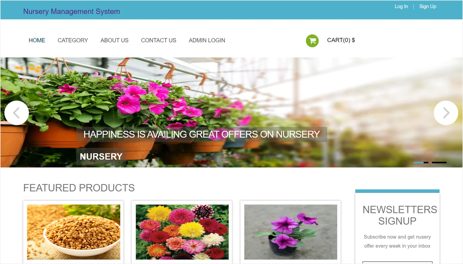Online Nursery Management Website