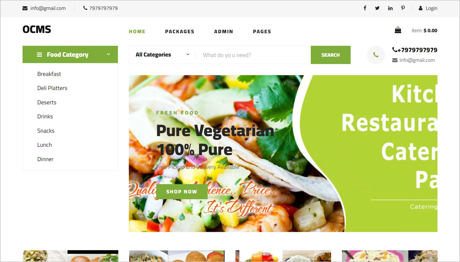 Online Catering Management Website