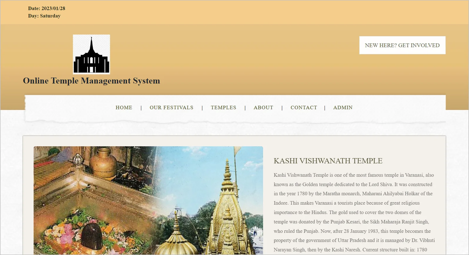 Temple Management Website