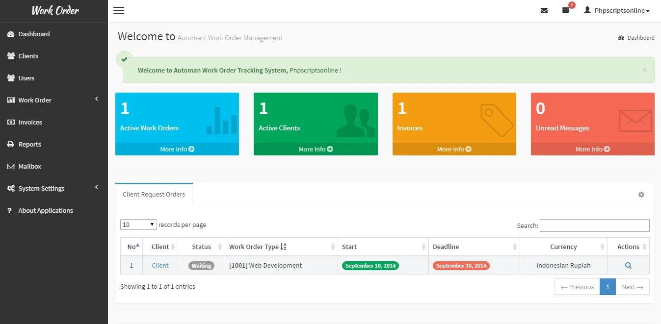 Work Order Tracking Software