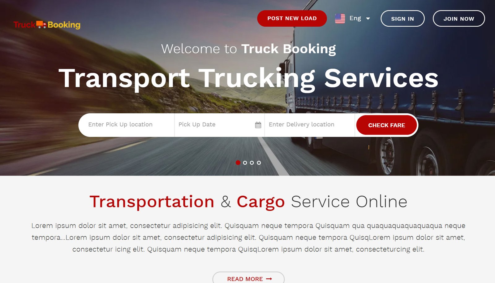 Online Truck Booking Website