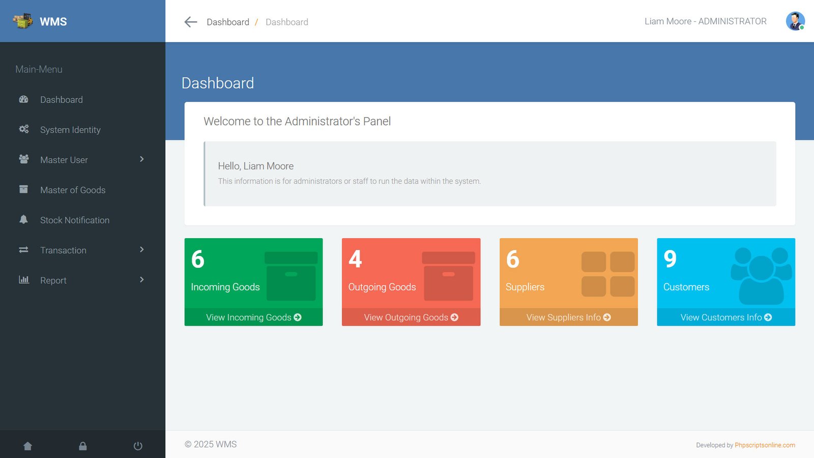 Warehouse Management Website