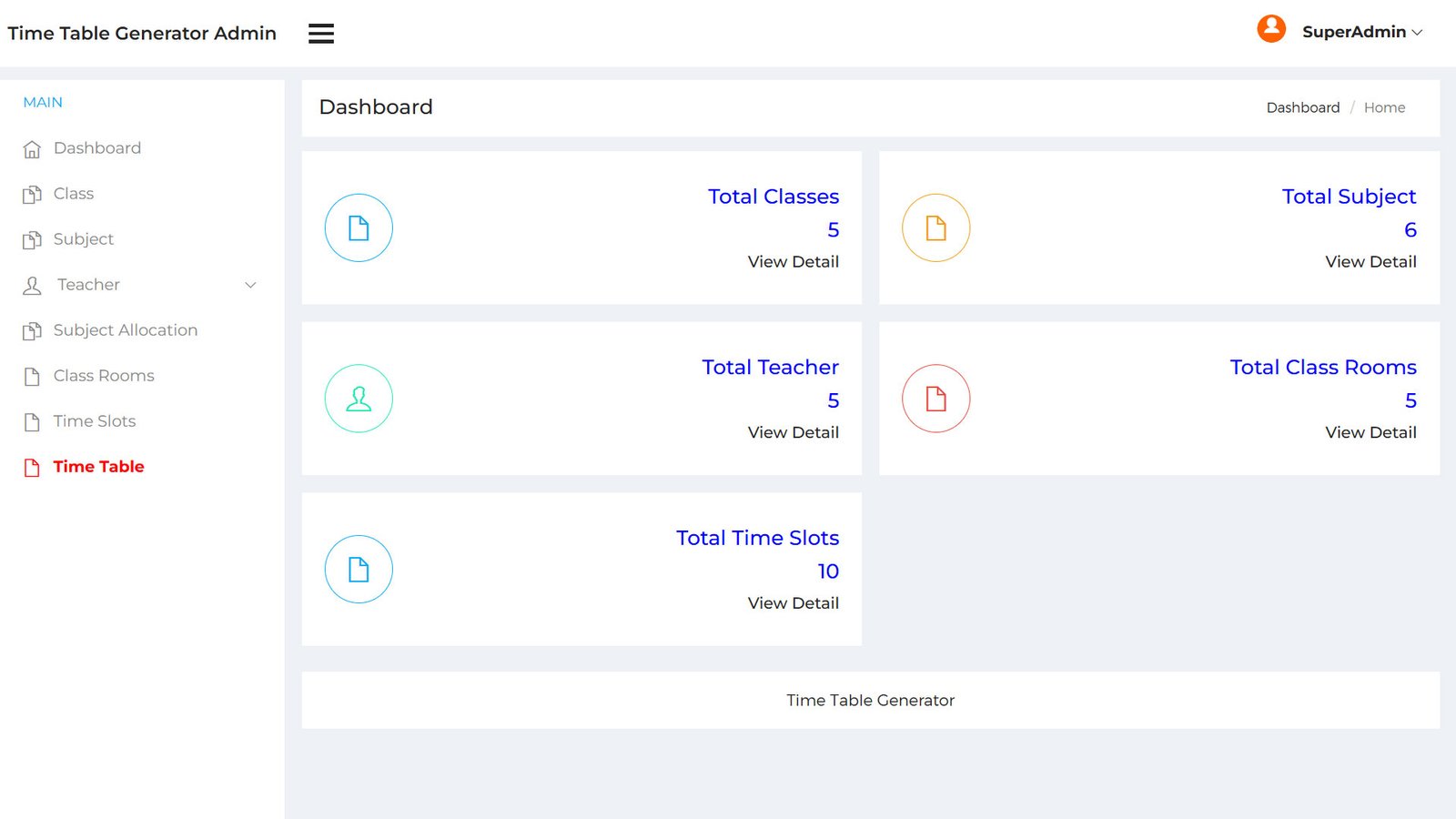 Time Table Generator Script