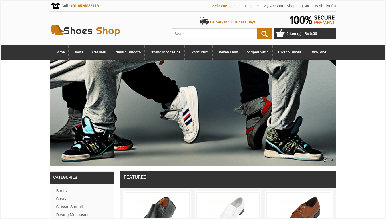 Shoes Shop Ecommerce Script - Shoes Shop Ecommerce Website
