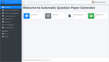 Automatic Question Paper Generator PHP Project