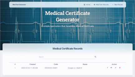 Medical Certificate Generator PHP Project,